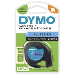 DYMO Original LetraTag Etikettenband | schwarz auf blau | 12 mm x 4 m | selbstklebendes Kunststoffetiketten | für