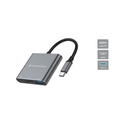 Conceptronic DONN18G station d'accueil Avec fil USB 3.2 Gen 1 (3.1 Gen 1) Type-C Gris