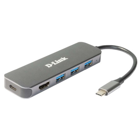 D-Link DUB-2333 laptop dock port replicator Wired USB Type-C Gray