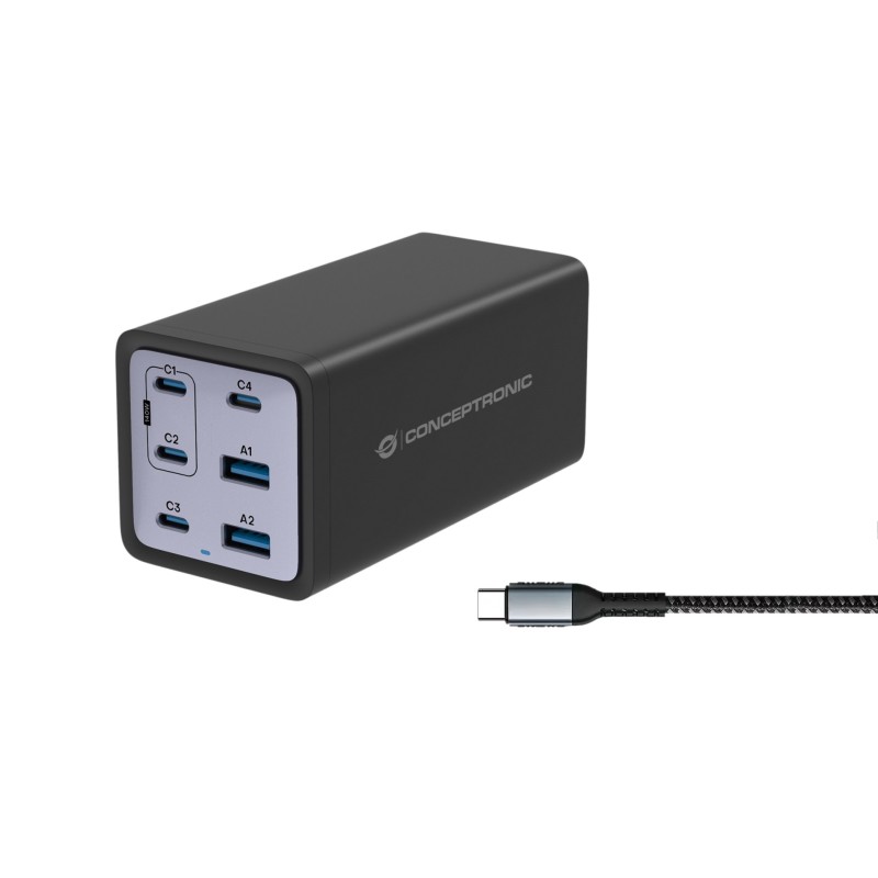 Conceptronic OZUL06BE mobile device charger Universal Black AC Fast charging Indoor