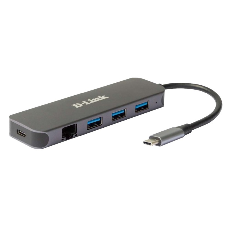 D-Link DUB-2334 laptop dock port replicator Wired USB Type-C Gray