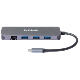 D-Link DUB-2334 laptop-dockingstation & portreplikator Kabelgebunden USB Typ-C Grau