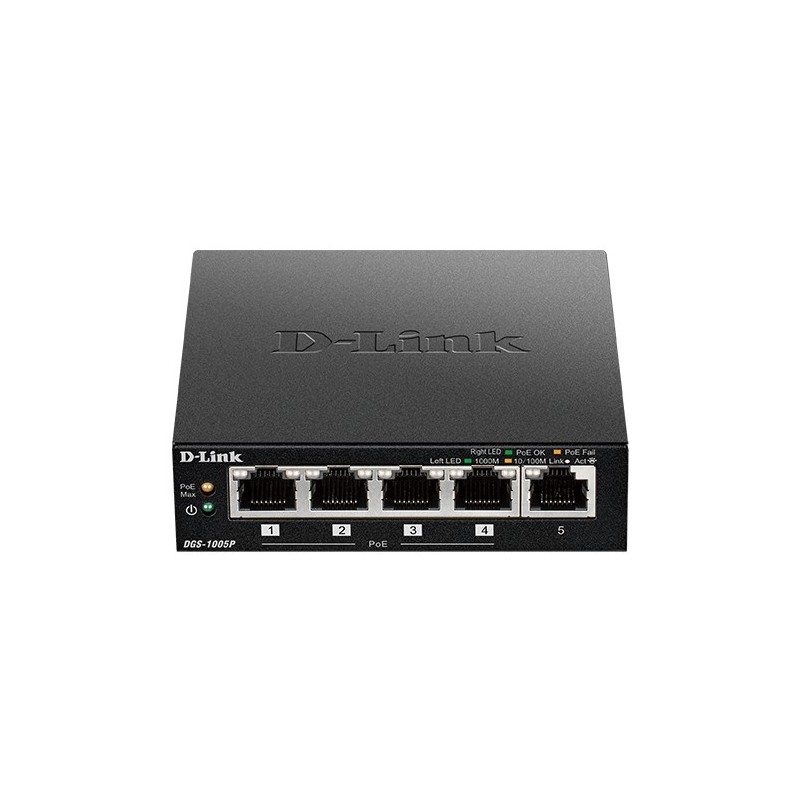 D-Link DGS-1005P E switch di rete Non gestito Gigabit Ethernet (10 100 1000) Supporto Power over Ethernet (PoE) Nero
