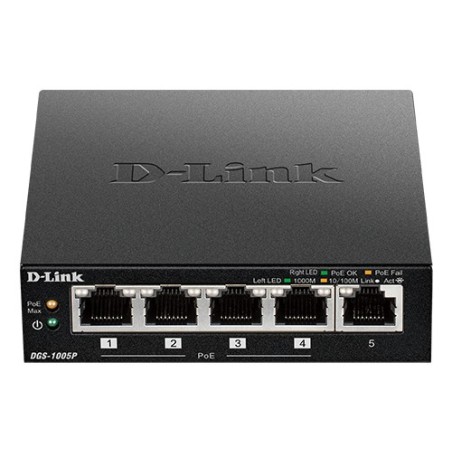 D-Link DGS-1005P E network switch Unmanaged Gigabit Ethernet (10 100 1000) Power over Ethernet (PoE) Black