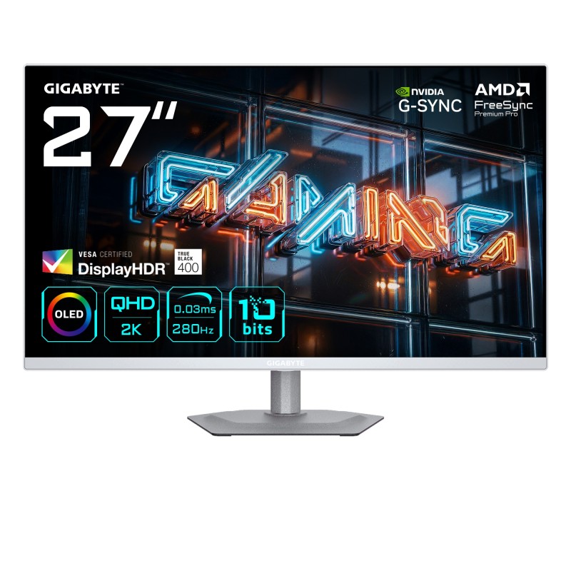 GIGABYTE MO27Q2A ICE OLED computer monitor 27" 2560 x 1440 pixels Quad HD QD-OLED White