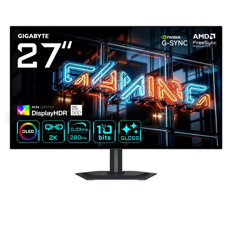 GIGABYTE MO27Q28GR computer monitor 27" 2560 x 1440 pixels Quad HD OLED Black
