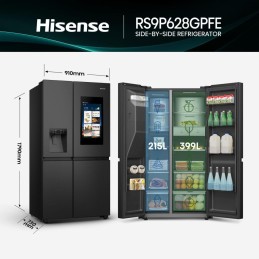 Hisense RS9P628GPFE side-by-side refrigerator Freestanding 614 L Black