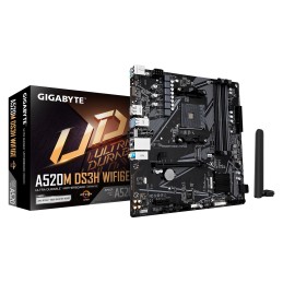 GIGABYTE A520M DS3H WIFI6E Placa Base – Compatible con CPUs AMD Ryzen 5000 Series AM4, hasta 4733 MHz DDR4 (OC), 1x PCIe 3.0