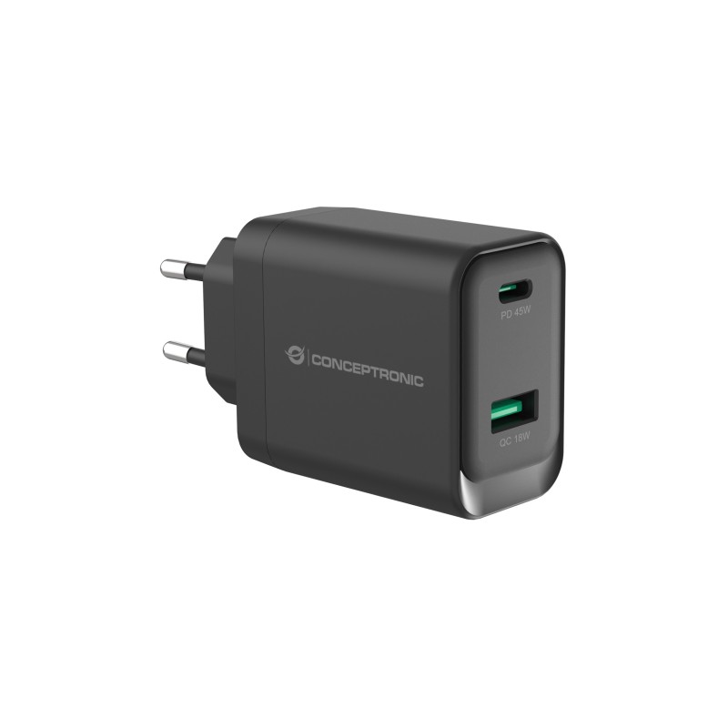 Conceptronic ALTHEA20B45 cargador de dispositivo móvil Universal Negro Corriente alterna Carga rápida Interior