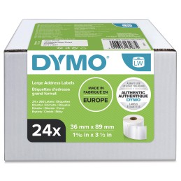 DYMO LW etichette per indirizzi grandi | 36 mm x 89 mm | 24 rotoli da 260 etichette facilmente staccabili (6240 etichette) |