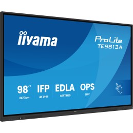 iiyama TE9813A-B2AG signage display Kiosk design 97.5" Wi-Fi 500 cd m² 4K Ultra HD Black Touchscreen Built-in processor Android