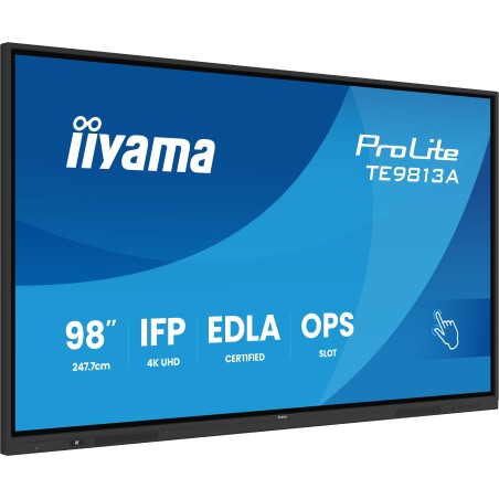 iiyama TE9813A-B2AG signage display Kiosk design 97.5" Wi-Fi 500 cd m² 4K Ultra HD Black Touchscreen Built-in processor Android