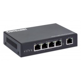 Intellinet 4-Port Gigabit Ultra PoE-Extender, Verlängert PoE-Reichweite um 100 m, PoE-Strombudget 90 W, vier PSE-Ports mit