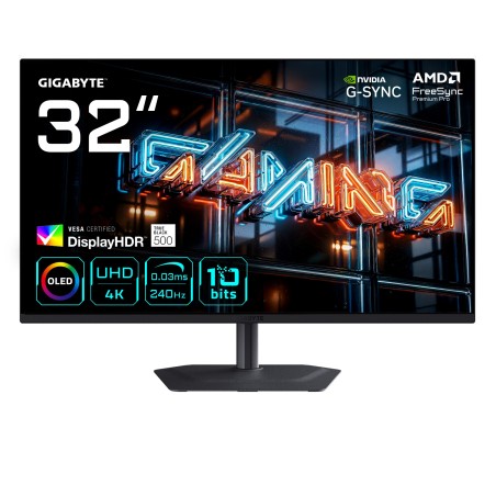 GIGABYTE MO32U24 Monitor Gaming OLED 32” 4K UHD - 3840 x 2160, 240Hz, 0.03ms, 300 cd m², G-Sync Compatibile, FreeSync Premium