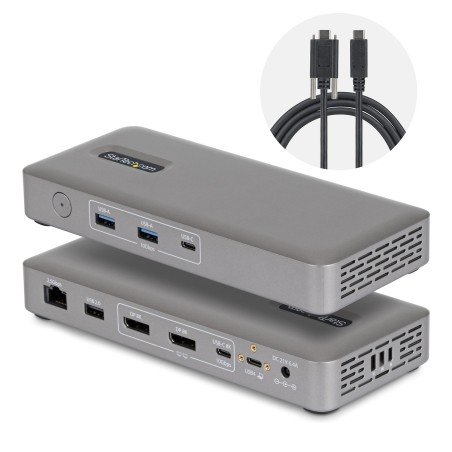 StarTech.com Station d'Accueil USB4, Double Sortie 4K Sans Pilote pour macOS et Windows, Station d'Accueil USB-C Universelle