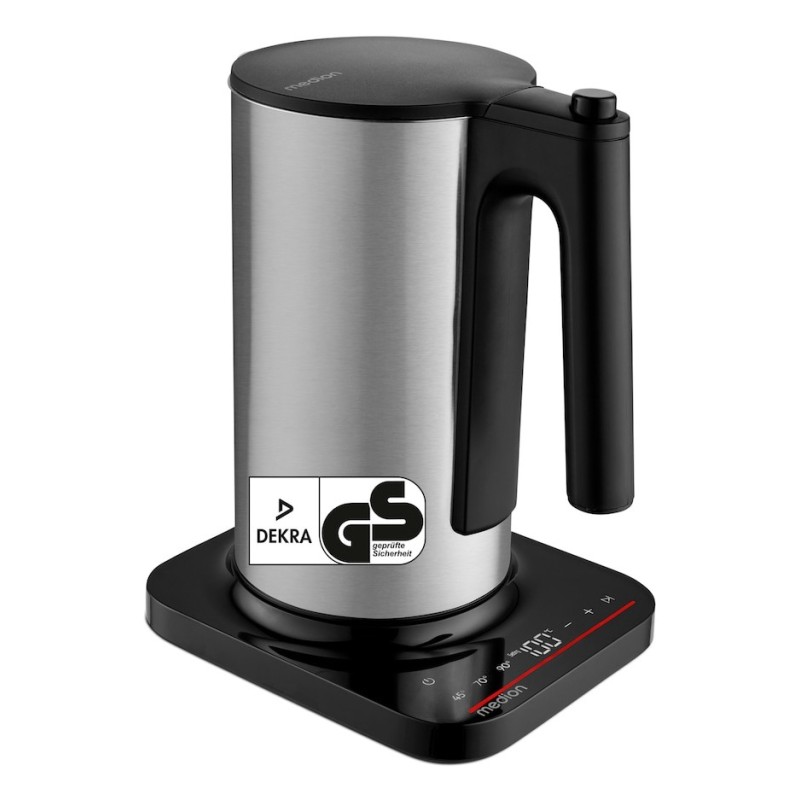 MEDION MD 12106 electric kettle 1.5 L 2200 W Black, Stainless steel
