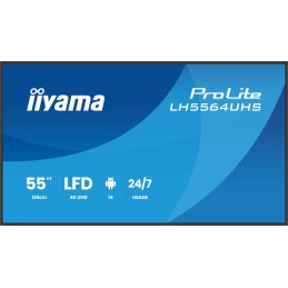 iiyama LH5564UHS-B1AG signage display Digital signage flat panel 55" Wi-Fi 500 cd m² 4K Ultra HD Black Built-in processor