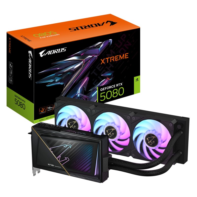 GIGABYTE AORUS GeForce RTX 5080 XTREME WATERFORCE 16G Carte Graphique - 16 Go GDDR7, 256 bits, PCI-E 5.0, 2805MHz Core Clock, 3