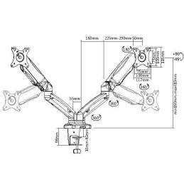 Equip 650121 17”–32” Voll beweglicher Zweifach-Gasfeder-Monitor LCD-Tischhalter
