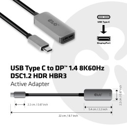 CLUB3D CAC-1567 adaptateur graphique USB 7680 x 4320 pixels Noir, Argent