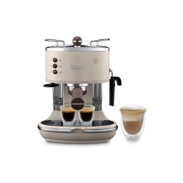 De’Longhi Icona Vintage - Macchina da Caffè Manuale Espresso e Cappuccino, Polvere e Cialde ESE,1.4L, Beige (ECOV311.BG)