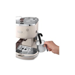 De’Longhi Icona Vintage - Macchina da Caffè Manuale Espresso e Cappuccino, Polvere e Cialde ESE,1.4L, Beige (ECOV311.BG)