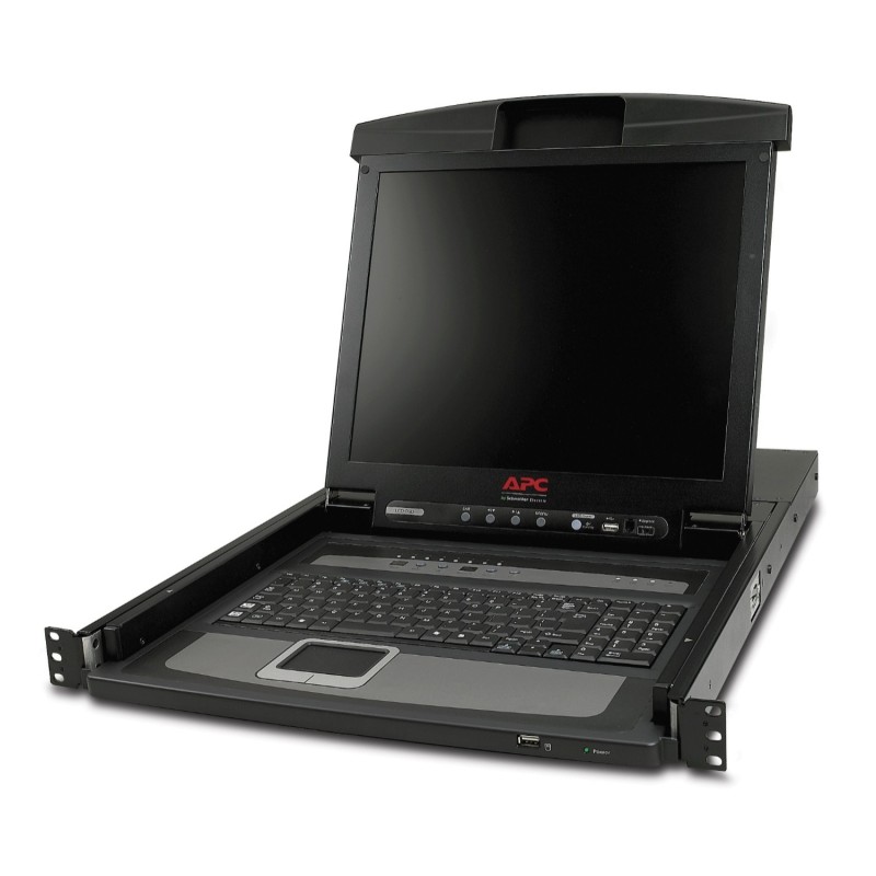 APC 17" Rack-LCD-Konsole mit integriertem, analogem KVM-Switch mit 8 Anschlüssen