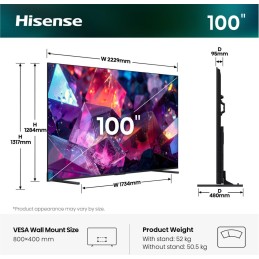 Hisense 100E7DS PRO 2,54 m (100") 4K Ultra HD Smart TV Wifi Noir