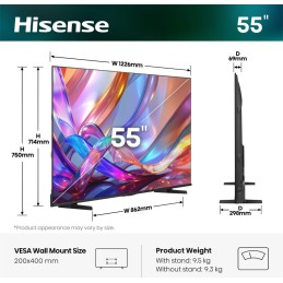 Hisense 55E7S 55" 4K Ultra HD Smart TV Wi-Fi Black 330 cd m²