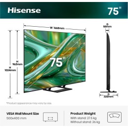 Hisense 75 '' E8S | ULED MiniLED Smart TV 4K 144 Hz