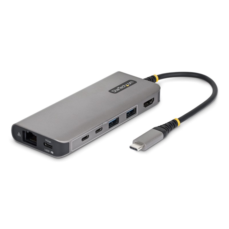 StarTech.com Adattatore USB-C a HDMI Multiport con Power Delivery 140W, 4K 60Hz, Hub 5 Porte USB 5Gbps, GbE, Mini Dock Tipo-C