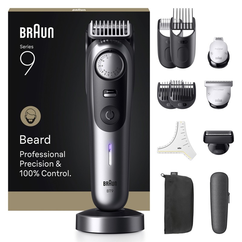 Braun BeardTrimmer 9 BT9560 Akku 52 2 cm Nass & Trocken Schwarz, Grau