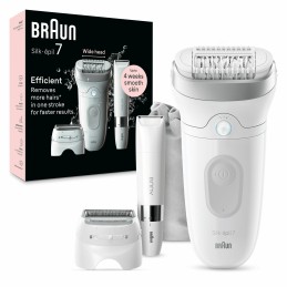 Braun Silk-épil 7 7-441, Epilatore Elettrico Donna Per Una Epilazione Semplice, Bianco Argento