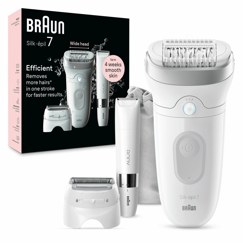 Braun Silk-épil 7 7-441, Epilatore Elettrico Donna Per Una Epilazione Semplice, Bianco Argento