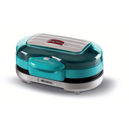 Ariete 205 Hamburger Maker Party Time, Macchina per fare hamburger, 1200 W, Doppie piastre antiaderenti, 2 scomparti, Facile da