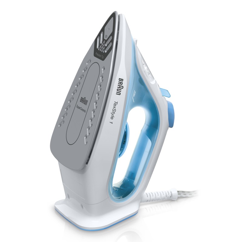 Braun TexStyle 1 SI1050BL Fer à vapeur Semelle en céramique 2000 W Bleu, Blanc