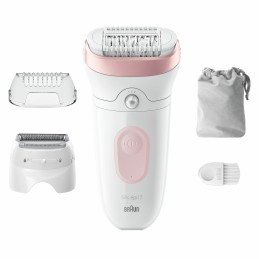Braun Silk-épil 7 7-030, Epilatore Elettrico Donna Per Una Epilazione Semplice, Bianco Rosa