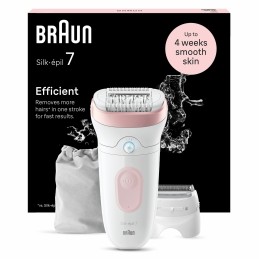 Braun Silk-épil 7 7-030, Epilatore Elettrico Donna Per Una Epilazione Semplice, Bianco Rosa