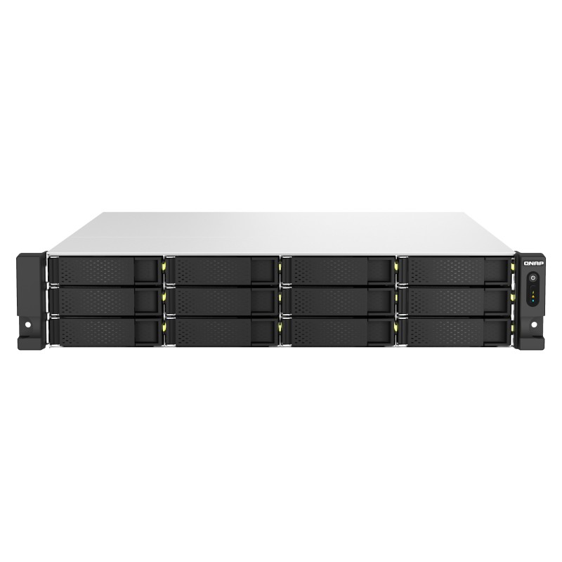 QNAP TS-h1887XU-RP NAS Bastidor (2U) Intel Xeon E E-2334 16 GB DDR4 0 TB QuTS hero Negro, Blanco