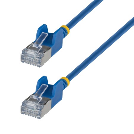 StarTech.com Câble Ethernet CAT6a Ultrafin Bleu de 30cm, Sans Accroc, FTP, Fil de Cuivre Nu Pur, Cordon Patch Réseau RJ45 fin