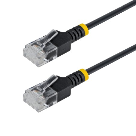 StarTech.com Cable Ethernet CAT6a Ultra Delgado de 1,5m Negro - Cable de Red Snagless RJ45 UTP con Alambre de Cobre Puro 34AWG
