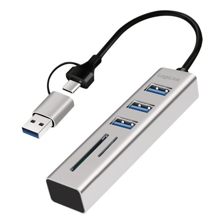 LogiLink UA0445 hub & concentrateur USB 3.2 Gen 1 (3.1 Gen 1) Type-A + Type-C 5000 Mbit s Gris