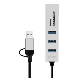 LogiLink UA0445 hub & concentrateur USB 3.2 Gen 1 (3.1 Gen 1) Type-A + Type-C 5000 Mbit s Gris
