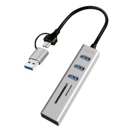 LogiLink UA0445 hub de interfaz USB 3.2 Gen 1 (3.1 Gen 1) Type-A + Type-C 5000 Mbit s Gris