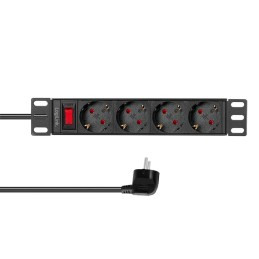 LogiLink PDU4B01 unité de distribution d'énergie 4 sortie(s) CA 1U Noir