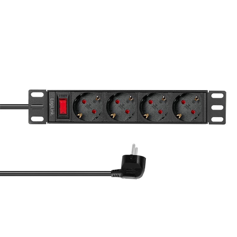 LogiLink PDU4B01 unité de distribution d'énergie 4 sortie(s) CA 1U Noir