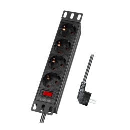 LogiLink PDU4B01 unité de distribution d'énergie 4 sortie(s) CA 1U Noir