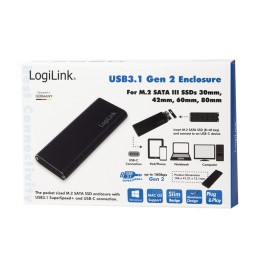 LogiLink UA0314 contenitore di unità di archiviazione Box esterno SSD Nero M.2