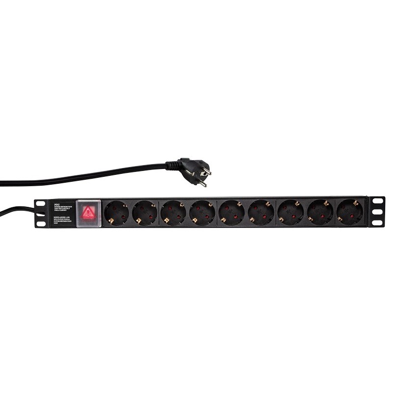 LogiLink PDU9C02 unidad de distribución de energía (PDU) 9 salidas AC Negro