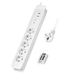 LogiLink LPS402 base múltiple 1,5 m 5 salidas AC Interior Blanco